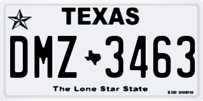 TX license plate DMZ3463