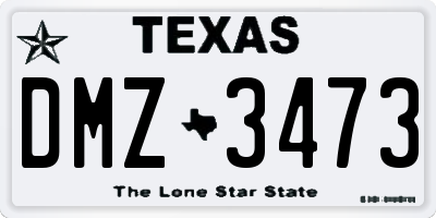 TX license plate DMZ3473