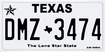 TX license plate DMZ3474