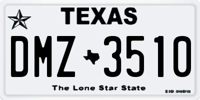 TX license plate DMZ3510