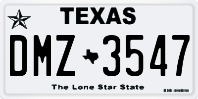 TX license plate DMZ3547