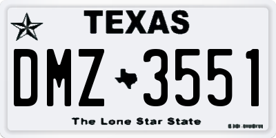 TX license plate DMZ3551