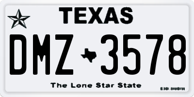 TX license plate DMZ3578