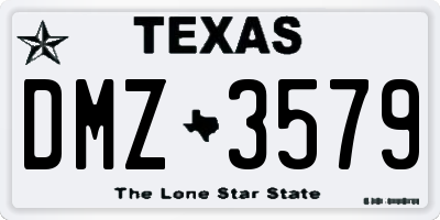 TX license plate DMZ3579