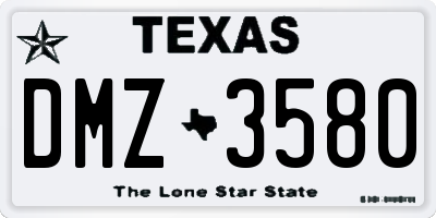 TX license plate DMZ3580