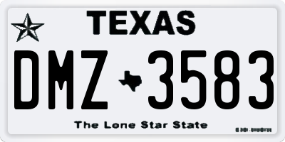 TX license plate DMZ3583