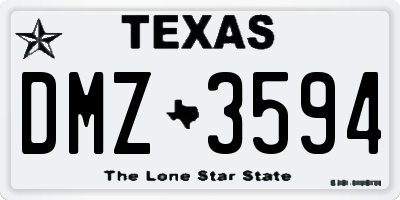 TX license plate DMZ3594