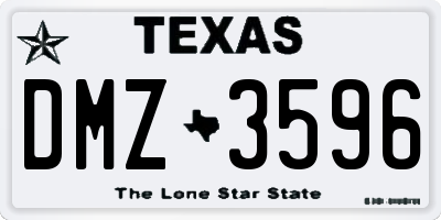 TX license plate DMZ3596