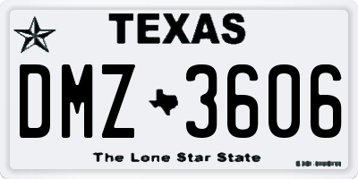 TX license plate DMZ3606