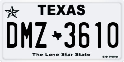 TX license plate DMZ3610