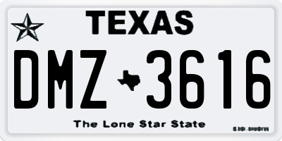 TX license plate DMZ3616