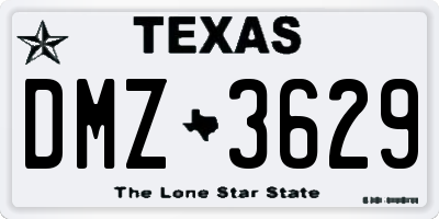 TX license plate DMZ3629