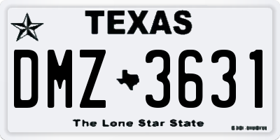 TX license plate DMZ3631