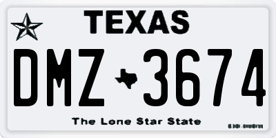 TX license plate DMZ3674