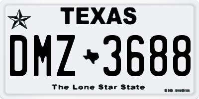 TX license plate DMZ3688