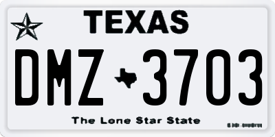 TX license plate DMZ3703