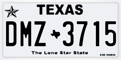 TX license plate DMZ3715