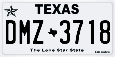 TX license plate DMZ3718