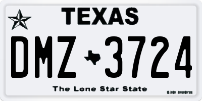 TX license plate DMZ3724