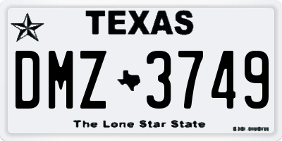 TX license plate DMZ3749