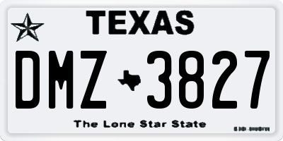 TX license plate DMZ3827