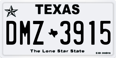 TX license plate DMZ3915