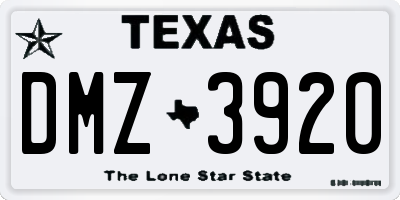 TX license plate DMZ3920