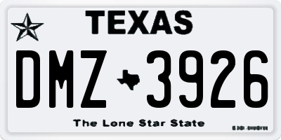 TX license plate DMZ3926