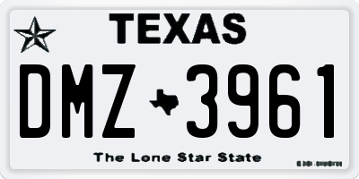 TX license plate DMZ3961