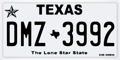 TX license plate DMZ3992