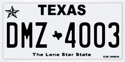 TX license plate DMZ4003