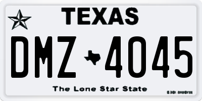 TX license plate DMZ4045