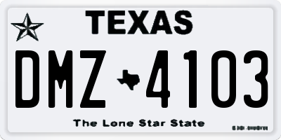 TX license plate DMZ4103