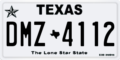 TX license plate DMZ4112