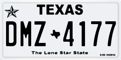 TX license plate DMZ4177