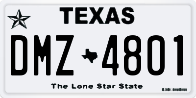 TX license plate DMZ4801