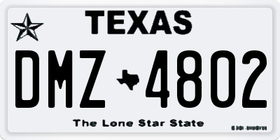 TX license plate DMZ4802