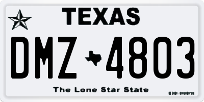 TX license plate DMZ4803