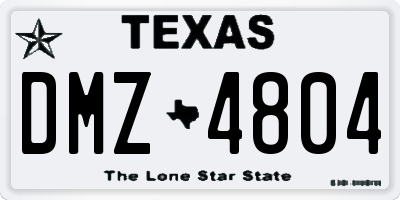 TX license plate DMZ4804