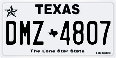 TX license plate DMZ4807