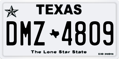 TX license plate DMZ4809