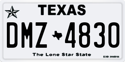 TX license plate DMZ4830