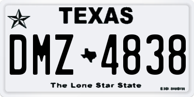 TX license plate DMZ4838