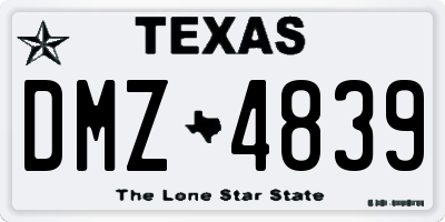 TX license plate DMZ4839