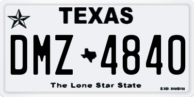 TX license plate DMZ4840