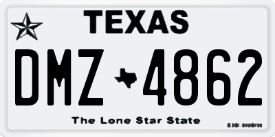 TX license plate DMZ4862