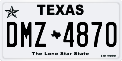 TX license plate DMZ4870