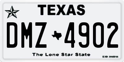 TX license plate DMZ4902