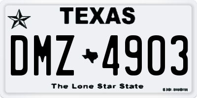 TX license plate DMZ4903