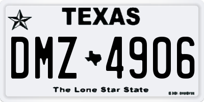 TX license plate DMZ4906